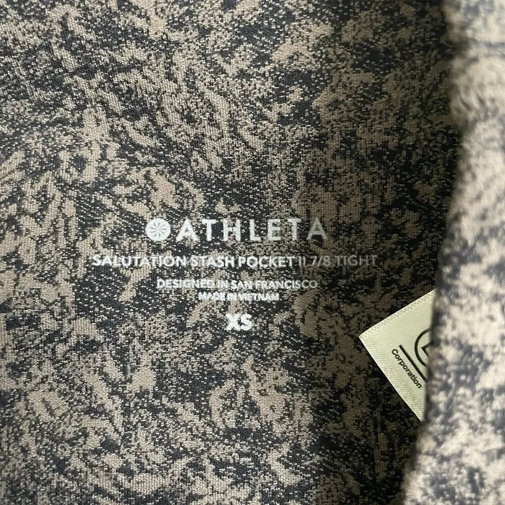 Athleta Salutation Stash Pocket II Textured 7/8 Tight, Coffee House XS #599741 - Picture 2 of 8